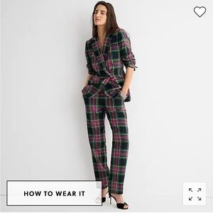 J. Crew Tall Kate straight-leg pant in pink Stewart tartan wool